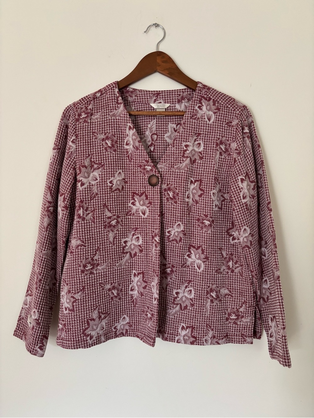 Christopher & Banks Mauve Floral Button-Front Top